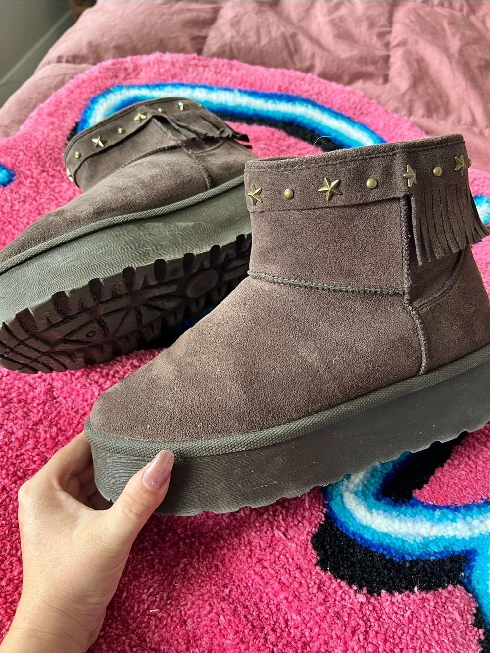 Women’s Brown Faux Suede Plush-Lined Ankle Boots